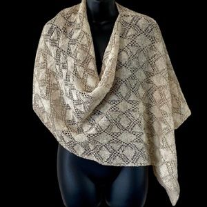 Handmade Natural Linen Knit Shawl Wrap Coverup